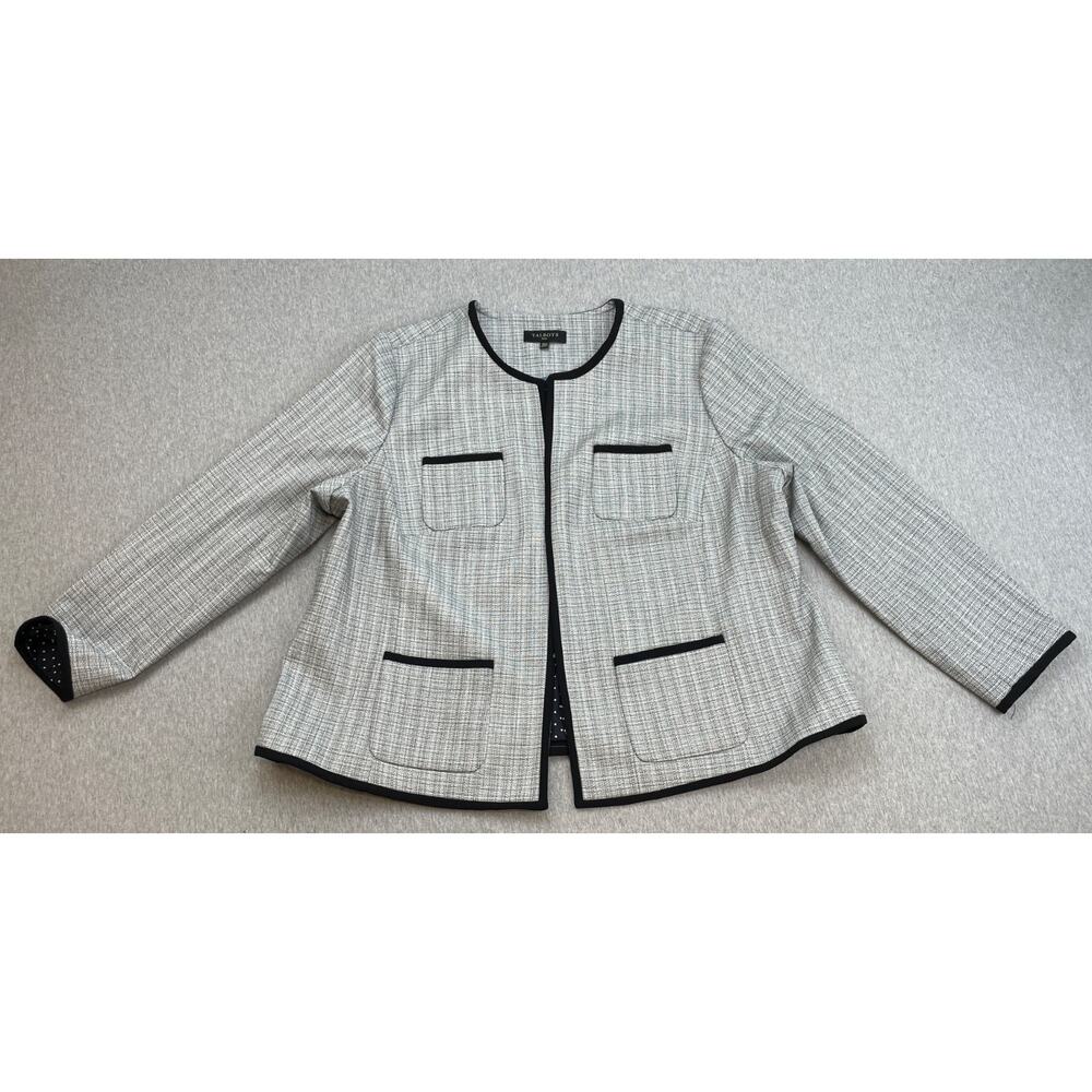 Talbots Jacket Womens 20W Tweed Long Sleeve Round Neck Westport Open Front